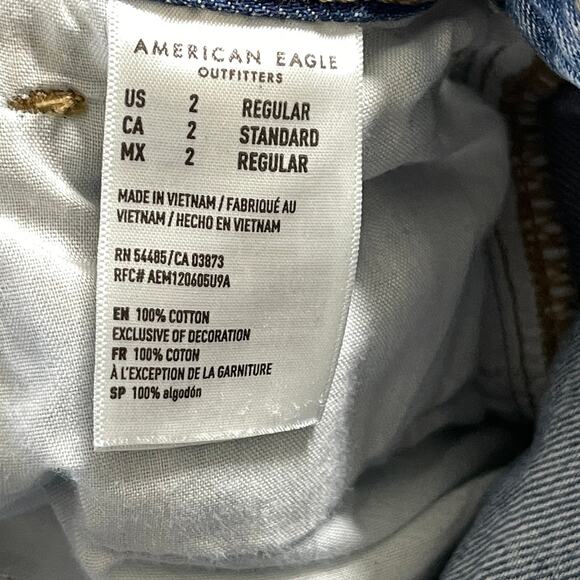 American Eagle Shorts Women Size 2 Medium Wash Curvy Mom Style DIY Cutoffs Jorts - Picture 5 of 10